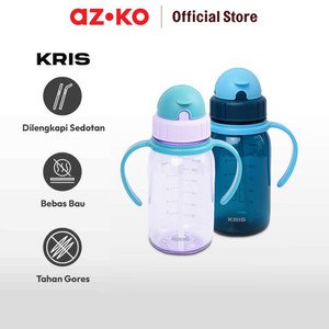 AZKO Kris Botol Minum Anak Flipstraw Dengan Handle Water Drinking Bottle Tempat Minum Anak-Anak Bpa Free Perlengkapan Minum Kids Tumbler - Ungu
