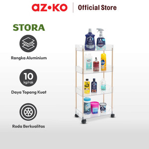 AZKO Stora Rak Troli Tingkat Dengan Roda Tempat Penyimpanan Multifungsi Dengan Roda Storage Trolley Wheels Rack Perlengkapan Rumah Tangga - 3 Tingkat