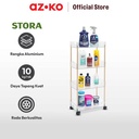 AZKO Stora Rak Troli Tingkat Dengan Roda Tempat Penyimpanan Multifungsi Dengan Roda Storage Trolley Wheels Rack Perlengkapan Rumah Tangga - 3 Tingkat