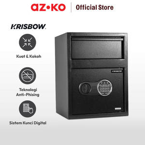 AZKO Krisbow 34.5X30X45.5 cm Brankas Besi Deposit - Hitam