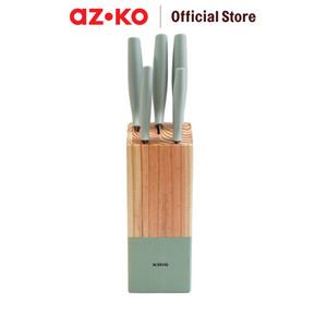 AZKO Kris Set 6 Pcs Pisau Dapur Dengan Block Penyimpanan - Turquoise