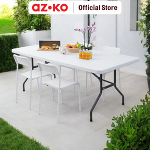 AZKO Krisbow 200X90 cm Meja Lipat Rectangle - Putih/Abu-Abu