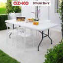 AZKO Krisbow 200X90 cm Meja Lipat Rectangle - Putih/Abu-Abu