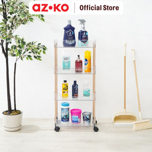 AZKO Stora Rak Troli Tingkat Dengan Roda Tempat Penyimpanan Multifungsi Dengan Roda Storage Trolley Wheels Rack Perlengkapan Rumah Tangga - 3 Tingkat