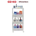 AZKO Stora Rak Troli 4 Tingkat Dengan Roda - Putih Tempat Penyimpanan Multifungsi Dengan Roda Storage Trolley Wheels Rack Perlengkapan Rumah Tangga - 3 Tingkat