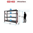 AZKO Krisbow 195X61X183 cm Rak Besi 4 Tingkat - Hitam storage rack metal tempat penyimpanan serbaguna rak barang organizer gudang