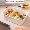 AZKO Ataru 1.2 ltr Kotak Makan 2 Sekat Dengan Sendok & Garpu - Cokelat Muda lunch box food grade food box kotak bekal makan wadah makanan