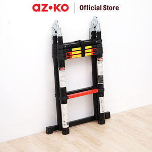 AZKO Fixsteps 3.8 mtr Tangga Teleskopik Soft Close 2X5 Step - Hitam telescopic ladder multifunction household ladder peralatan rumah