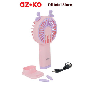 AZKO Ataru Kipas Angin Portabel Rechargeable Rabbit Ear - Pink handheld fan kipas mini travel serbaguna penyejuk udara