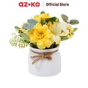 AZKO Forhom 15 cm Tanaman Artifisial Lily Tea Flowers Dengan Pot Random tumbuhan buatan bunga hias cantik sintetis tanaman artificial dekorasi flower pajangan rumah serbaguna hiasan properti foto