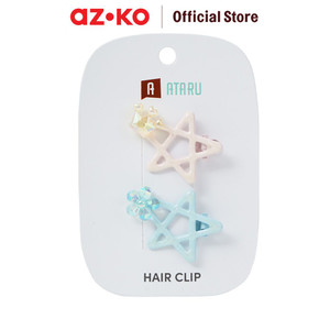 AZKO Ataru Set 2 Pcs Jepit Rambut Star Outline Gem - Pink/Biru hair clip aksesoris jepitan cewek penjepit hiasan rambut wanita aksesori kepala