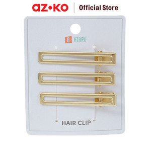 AZKO Ataru Set 3 Pcs Jepit Rambut Rectangle - Gold hair clip aksesoris jepitan cewek penjepit hiasan rambut wanita aksesori kepala