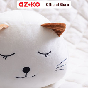 AZKO Ataru 30 cm Bantal Sofa Cat Round - Putih cushion sofa aesthetic bantal dekorasi sofa bentuk kucing throw pillow couch