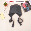 AZKO Ataru Topi Beanie Knit Bear Dengan Strap - Abu-Abu beanie hat topi rajut tutupan kepala aksesoris kepala fashion wanita pria