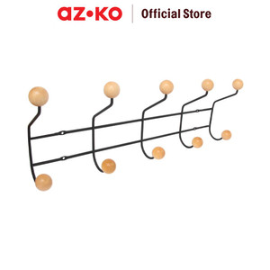 AZKO Stora 45x16x8 Cm Gantungan Pakaian Dinding 5 Kait - Hitam
