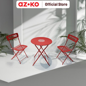 AZKO Soleil Lucia Bistro Set Kursi & Meja Lipat Teras - Merah