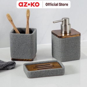AZKO Stora 8.1x8.1x14.2Cm Dispenser Sabun Cair Pump Polyresin Abu-Abu