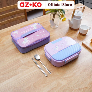 AZKO Kris Kotak Makan Sekat Dengan Soup Pot & Tas Lunch Box Food Box Kotak Bekal Makan Dengan Insulated Bag Wadah Makanan - Dino