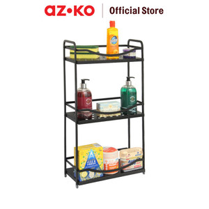 AZKO Stora Rak Kamar Mandi Aluminium 3 Tingkat - Hitam