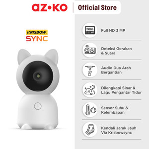 AZKO Krisbow Sync Smart Ip Camera Bayi Wifi 3Mp Baby 6T Smart Cctv Kamera Pengawas Pintar Camera Pengintai Alat Keamanan Rumah Spy Cam