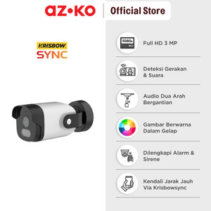 AZKO Krisbow Sync Smart Ip Camera Outdoor Wifi 3Mp Bullet 11T Smart Cctv Kamera Pengawas Pintar Camera Pengintai Alat Keamanan Rumah Spy Cam