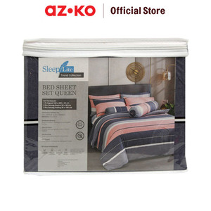 AZKO Sleeplite 160X200 cm Set 5 Pcs Seprai Queen Polyester Stripe Azure