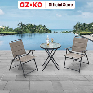 AZKO Soleil Lucky Kursi Teras Lipat Textiline - Hitam/Cokelat