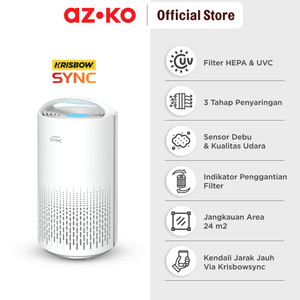 AZKO Krisbow Sync 24 M2 Smart Air Purifier Cadr 200 M3/Jam - Putih Penjernih Pemurni Udara Pintar Alat Penyaring Pembersih Udara Elektronik Rumah Tangga Air Cleaner