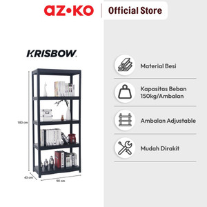 AZKO Krisbow Rak Besi 5 Tingkat - Hitam