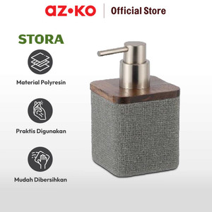 AZKO Stora 8.1x8.1x14.2Cm Dispenser Sabun Cair Pump Polyresin Abu-Abu