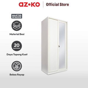 AZKO Masterspace 90X55X195 cm Lemari Pakaian 2 Pintu Geser - Putih