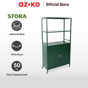 AZKO Stora Kabinet Kantor Metal 5 Tingkat Dengan 2 Pintu - Hijau