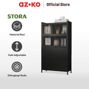 AZKO Stora Kabinet Kantor Metal 5 Tingkat Dengan 4 Pintu - Hitam