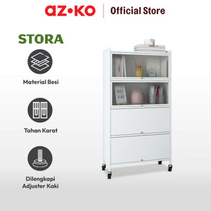 AZKO Stora Kabinet Kantor Metal 5 Tingkat Dengan 4 Pintu - Putih