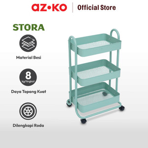AZKO Stora 46x34x76 Cm Cm Rak Troli 3 Tingkat - Hijau - Pink