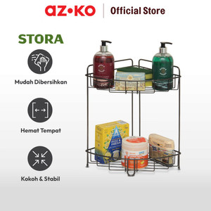 AZKO Stora Rak Sudut Kamar Mandi Chrome 2 Tingkat - Hitam