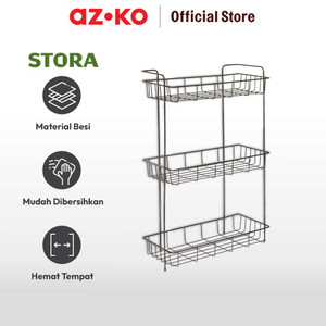 AZKO Stora Rak Kamar Mandi Chrome 3 Tingkat - Hitam