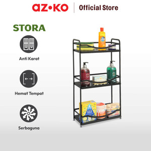 AZKO Stora Rak Kamar Mandi Aluminium 3 Tingkat - Hitam