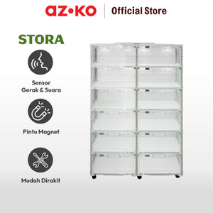 AZKO Stora Kotak Sepatu Lipat 12 Tingkat Dengan Lampu Led - Putih