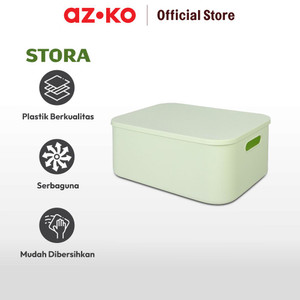 AZKO Stora 36.5x26x16 Cm Kotak Penyimpanan Dengan Tutup - Hijau
