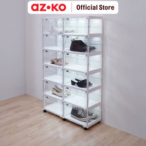 AZKO Stora Kotak Sepatu Lipat 12 Tingkat Dengan Lampu Led - Putih