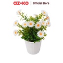 AZKO Arthome Bunga Artifisial Grass Daisy Potted  - Putih