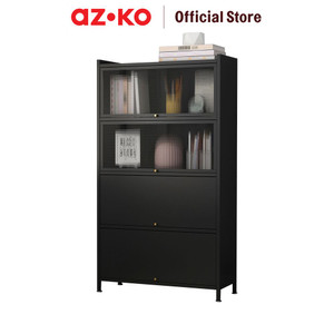 AZKO Stora Kabinet Kantor Metal 5 Tingkat Dengan 4 Pintu - Hitam