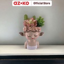 AZKO Arthome Tanaman Artifisial Sukulen Dengan Pot Gleam