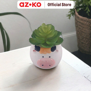 AZKO Arthome Tanaman Artifisial Sukulen Dengan Pot Anima Cow