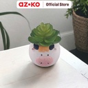 AZKO Arthome Tanaman Artifisial Sukulen Dengan Pot Anima Cow