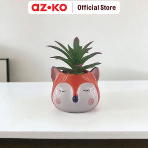 AZKO Arthome Tanaman Artifisial Sukulen Dengan Pot Anima Fox