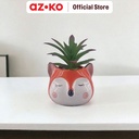 AZKO Arthome Tanaman Artifisial Sukulen Dengan Pot Anima Fox