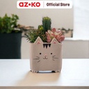 AZKO Arthome Tanaman Artifisial Sukulen Dengan Pot Anima Cat