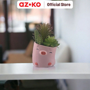 AZKO Arthome Tanaman Artifisial Sukulen Dengan Pot Anima Hog